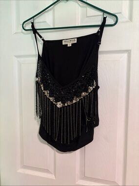 Idyllwind Black and Gold Sequin Fringe Cami